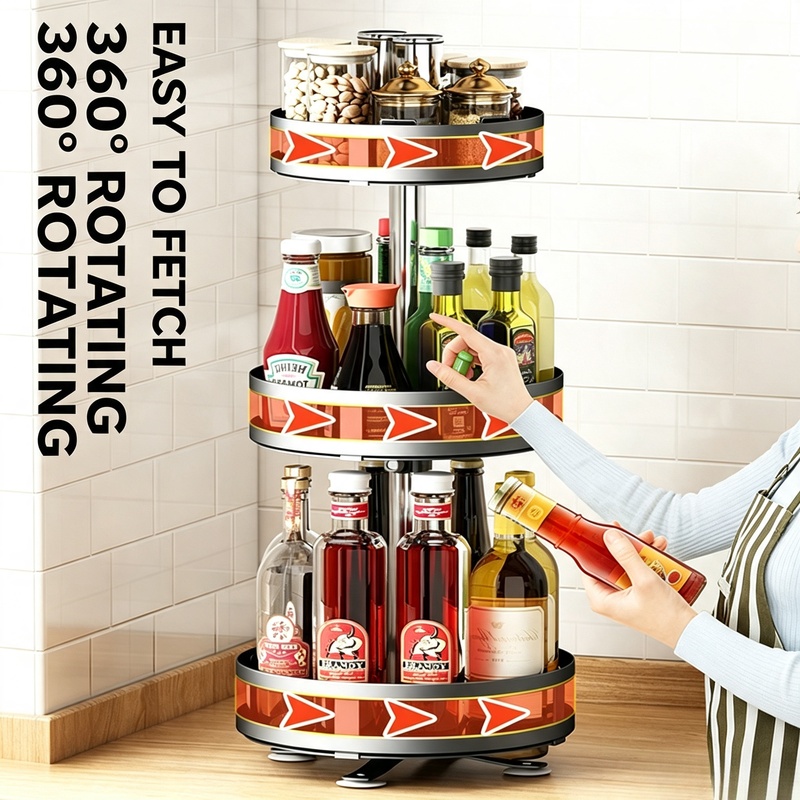 Kitchen Gadgets Storage Ideas - 360 ° Portaspezie Girevole, Organizzatore da