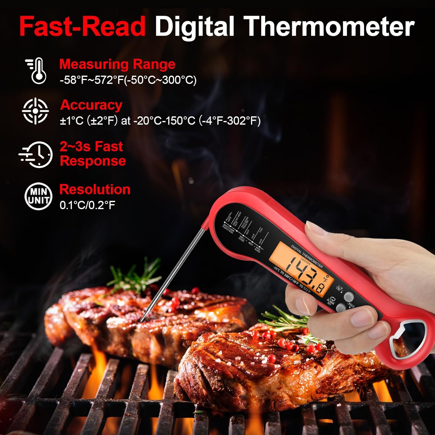 Meat Thermometer - Termometro Digitale Professionale per Carne Impermeabile